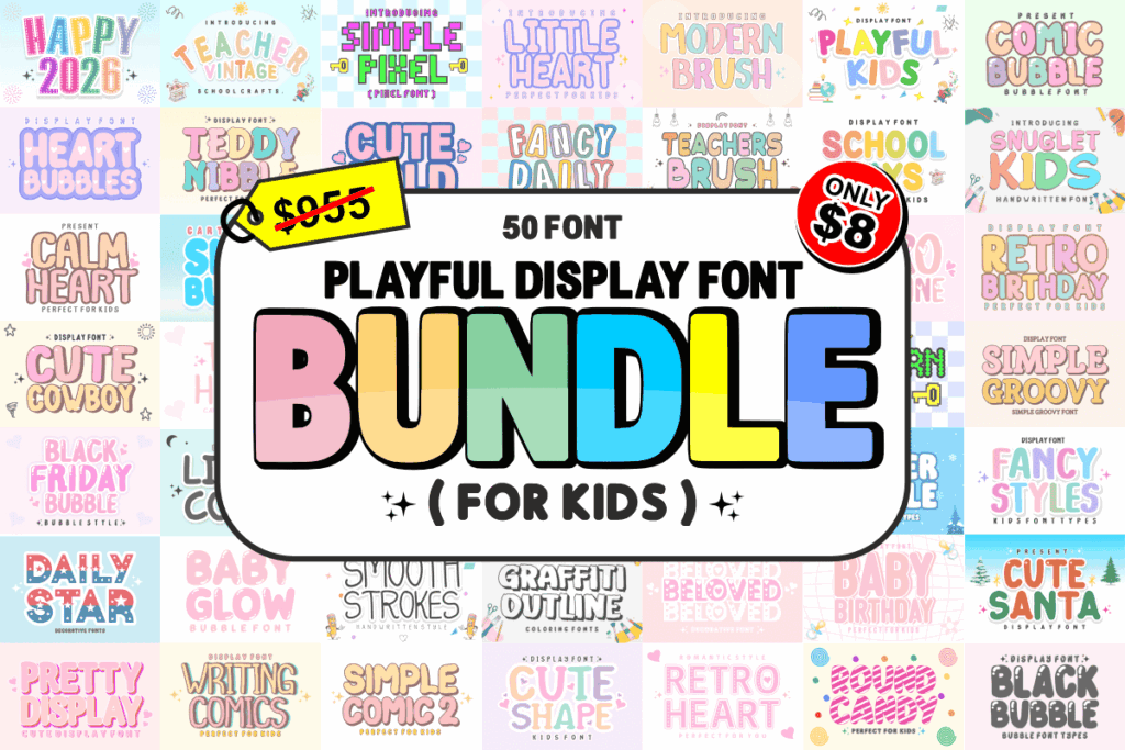 12 Best Display Font Bundles for YouTube Thumbnails 10 Playful Display Font Bundle Bundles 140979926 1 1