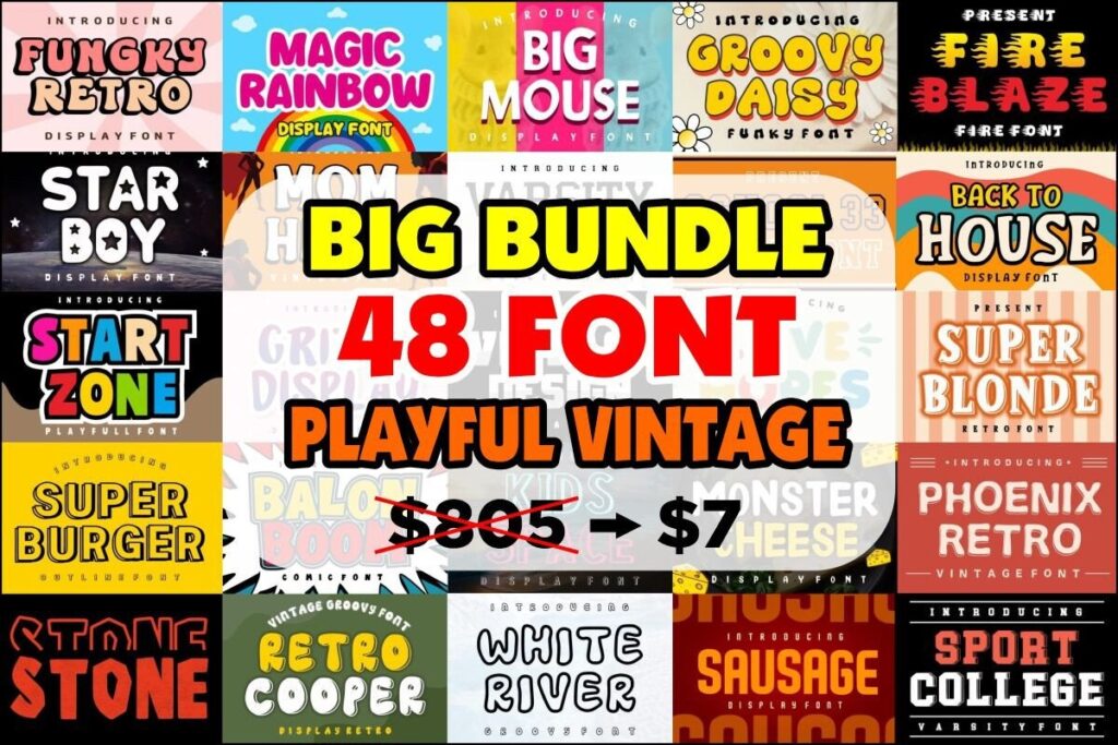 12 Best Serif Font Bundles for Restaurant Menus 12 Playful Vintage Font Bundle Bundles 102364412 1 1