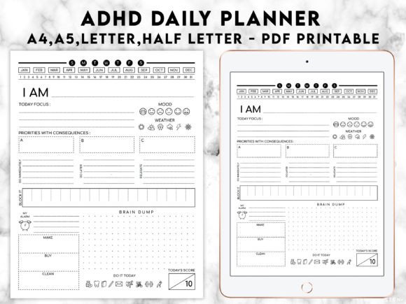 12 Printable ADHD Planner Templates for Better Focus 6 Printable ADHD Daily Planner 4 Pape Size Graphics 40359594 1 1 580x435 1