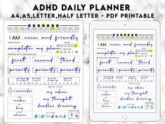 Top 10 Printable ADHD Planner Templates: Life-Changing Picks 5 Printable ADHD Daily Planner 4 Pape Size Graphics 40359594 2 580x435 2