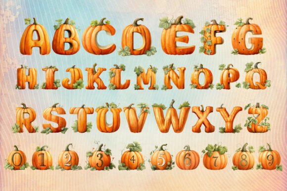 Halloween Color Fonts: 10 Best Picks for Spooky Designs 19 Colorful pumpkin-themed alphabet and numbers for Halloween designs.