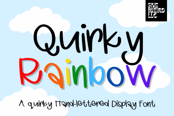 Handwritten Fonts for Vinyl Sticker Labels: 26 Best Cricut Picks 36 Quirky Rainbow Fonts 38825042 1 1 580x387 1