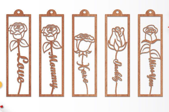 Laser Cut Wood Bookmarks Ideas: 24 Stunning Designs 21 ROSE Bookmark Laser Cut design Graphics 64348914 1 1 580x387 1