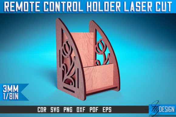 Wood Laser Cut Ideas: 45 Creative Projects Worth Making 9 Laser cut remote control holder with decorative design and storage space.