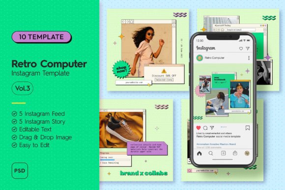 25 Instagram Story Templates: Gorgeous Designs You’ll Love 28 Retro Computer Instagram Template Vol3 Graphics 72373108 1 1 580x387 1