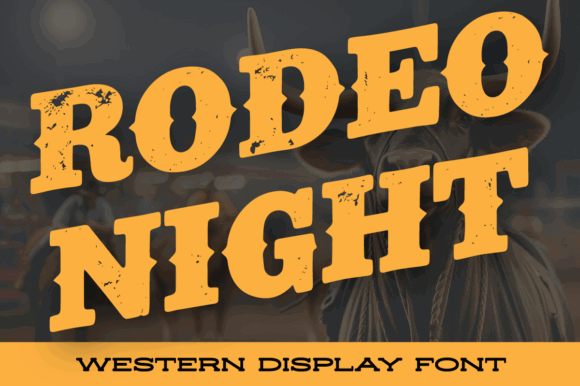 18 Best Slab Serif Display Fonts for Bold Headlines 36 Rodeo Night Western display font in bold yellow letters