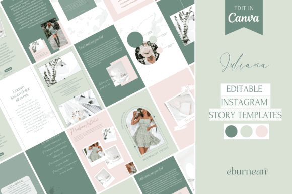 15 Minimalist Instagram Story Templates: Beautiful Kits 5 Sage Green Instagram Story Template Graphics 66263748 1 1 580x386 1 1