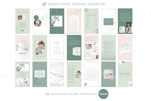 15 Minimalist Instagram Story Templates: Beautiful Kits 6 Sage Green Instagram Story Template Graphics 66263748 2 580x386 1 1