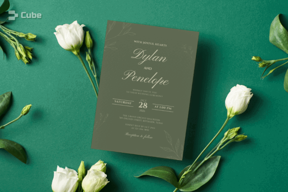 14 Editable Wedding Invitation Templates for Modern Couples 21 Sage green wedding invitation with floral accents and elegant typography.