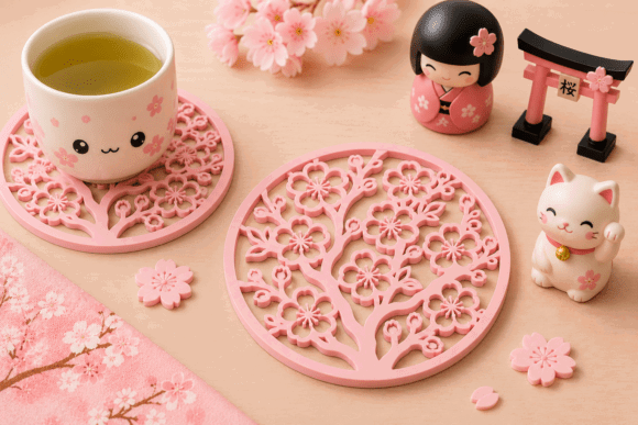 15 Best 3D Printing Models To Sell On Etsy 16 Sakura Coaster Cherry Blossom 3d Print 3D Printing 151297448 1 1 580x387 1