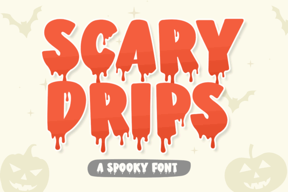 30 Best Halloween Fonts for Spooky Designs That Stand Out 48 Bold Halloween font with dripping letters in orange, titled 'Scary Drips'.