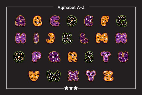Halloween Color Fonts: 10 Best Picks for Spooky Designs 11 Colorful Halloween-themed letters A to Z with pumpkin and candy designs.