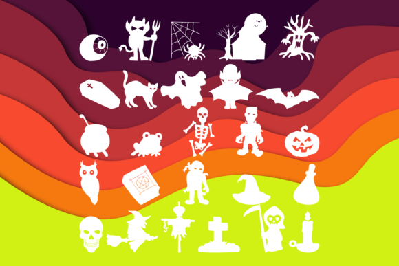 30 Best Halloween Fonts for Spooky Designs That Stand Out 10 Collection of Halloween-themed silhouettes including ghosts, bats, and pumpkins.