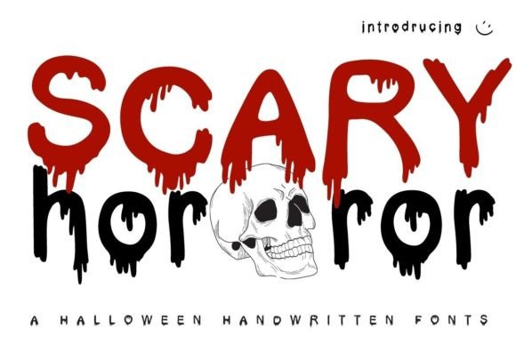 36 Best Halloween Fonts for Invitations, Shirts, Signs, and Crafts 39 Halloween font 'Scary Horror' with dripping letters and a skull illustration.