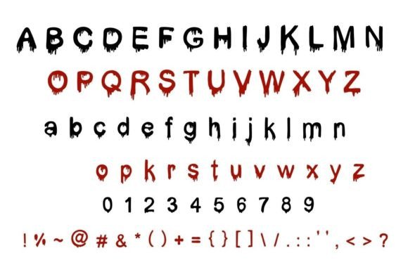 36 Best Halloween Fonts for Invitations, Shirts, Signs, and Crafts 40 Halloween font featuring dripping letters in red and black.