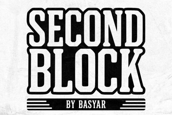 20 Bold Slab Serif Fonts: Powerful Logo & Headline Picks 9 Bold slab serif font displaying the text 'SECOND BLOCK' with a vintage style.