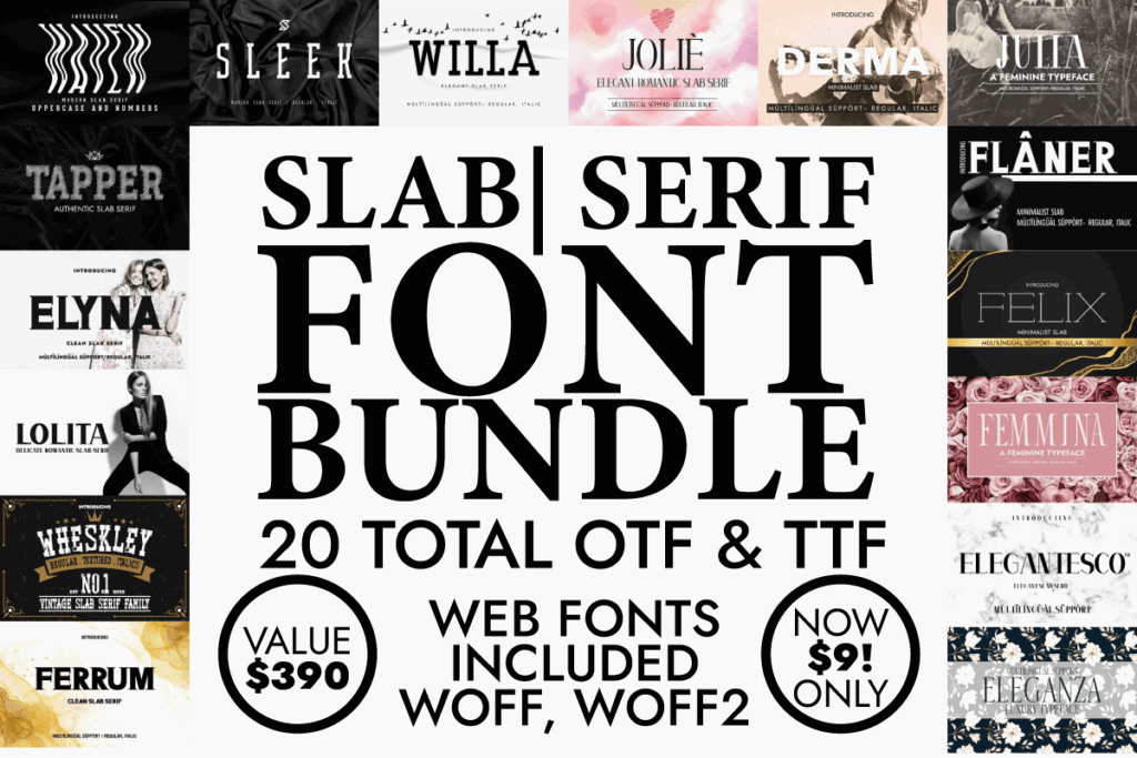 15 Best Slab Serif Fonts Bundle for T-Shirt Design 7 Serif and Slab Serif Typeface Bundle Bundles 35358095 1