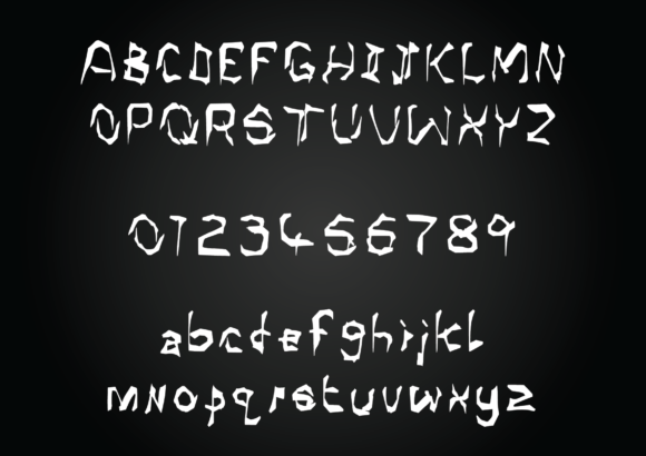 30 Best Halloween Fonts for Spooky Designs That Stand Out 22 Spooky Halloween font featuring jagged, dripping letters and numbers on a dark background.