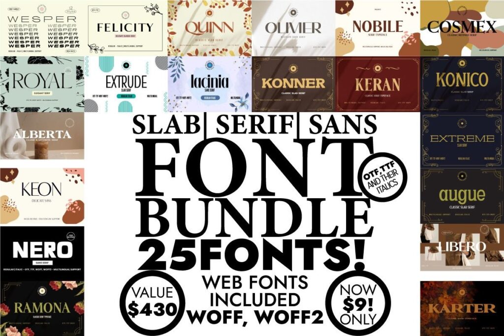 15 Best Slab Serif Fonts Bundle for T-Shirt Design 13 Slab Serif Sans Serif Font Bundle Bundles 56970414 1