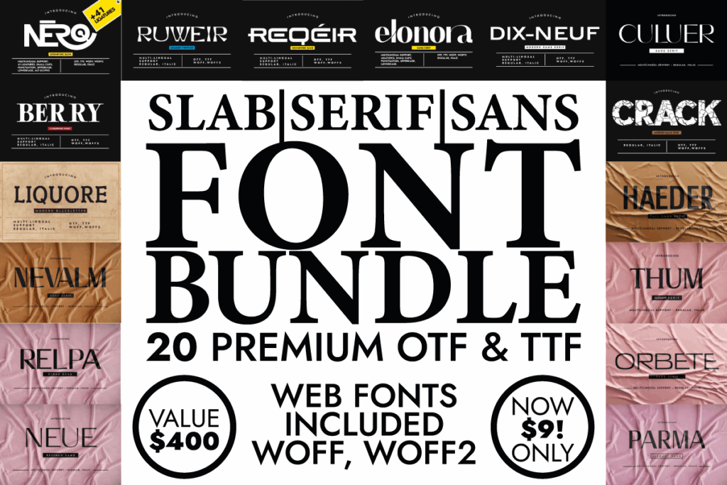 15 Best Slab Serif Fonts Bundle for T-Shirt Design 12 Slab Serif Serif Sans Serif Font bundle Bundles 42001251 1