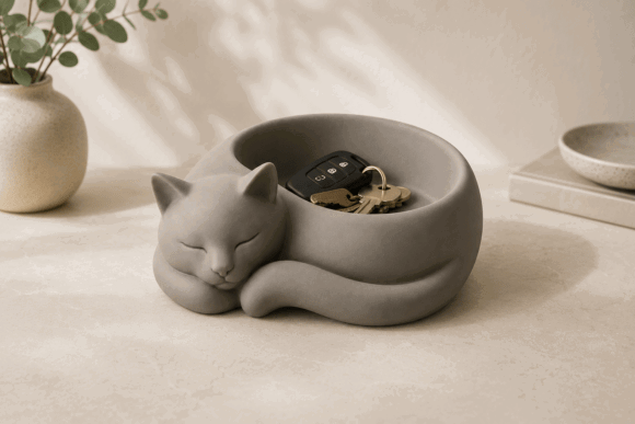 15 Best 3D Printing Models To Sell On Etsy 4 Sleeping Cat Key Bowl STL 3D Printing 150213815 1 1 580x387 1