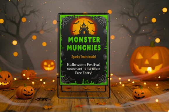 34 Best Halloween Fonts for Cricut Projects to Sell 44 Halloween festival sign with pumpkins and spooky decorations.