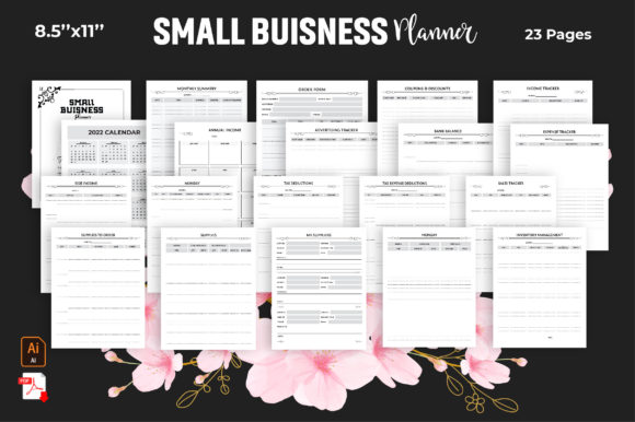 5 Digital Planner Templates: Powerful Picks for Small Business 14 Small Business Planner template featuring various planning pages and a calendar layout.