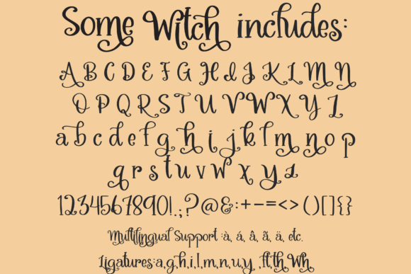 47 Best Halloween Fonts for Crafts, Parties, and Products 45 Some Witch font showcasing uppercase and lowercase letters, numbers, and special characters.