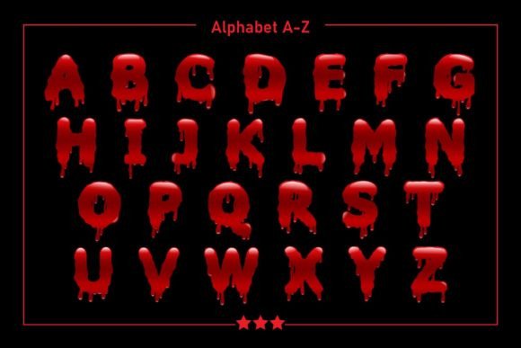 Halloween Color Fonts: 10 Best Picks for Spooky Designs 5 Dripping red letters A to Z on a black background, suitable for Halloween designs.
