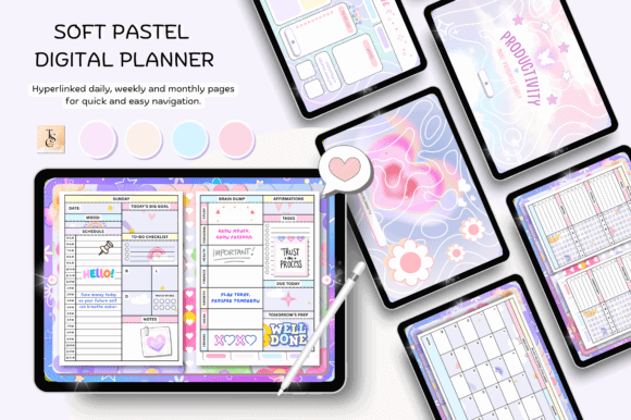 10 Best Hyperlinked Digital Planner Templates 15 Starlight Digital Planner Graphics 129341459 2 580x386 1