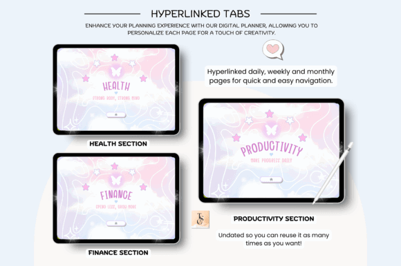 Top 11 Aesthetic Digital Planner Templates: Beautiful Picks 17 Starlight Digital Planner Graphics 129341459 5 580x386 1