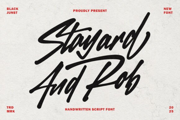 15 Premium Graffiti Fonts That Actually Look Hand-Painted 8 Stylized text featuring the names 'Stayard And Rob' in a bold, handwritten script font.