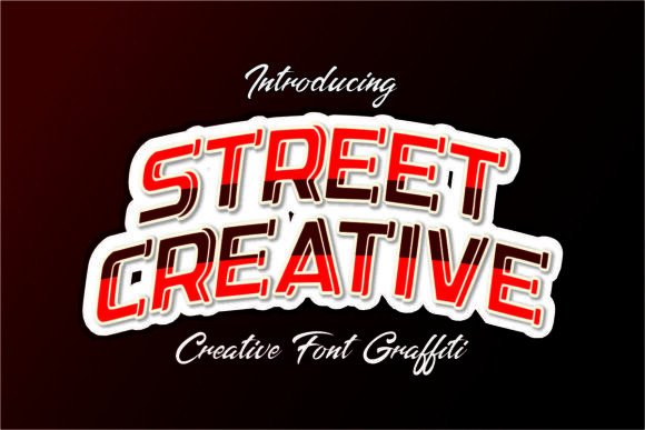 Graffiti Fonts for Logos: 10 Bold, Readable Picks 8 Bold graffiti font displaying the words 'STREET CREATIVE' in red and white.