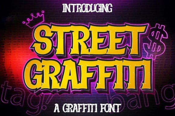 Graffiti Fonts for Logos: 10 Bold, Readable Picks 4 Bold graffiti font displaying the text 'STREET GRAFFITI' with vibrant colors.