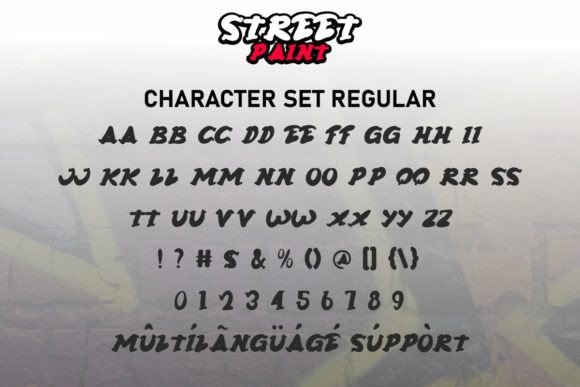 Graffiti Fonts for Logos: 10 Bold, Readable Picks 10 Character set of the Street Paint graffiti font showcasing uppercase and lowercase letters, numbers, and symbols.