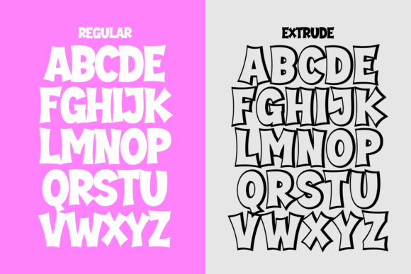 15 Graffiti Fonts for Cricut: What Actually Cuts Clean 26 Comparison of regular and extruded graffiti font styles with uppercase letters.