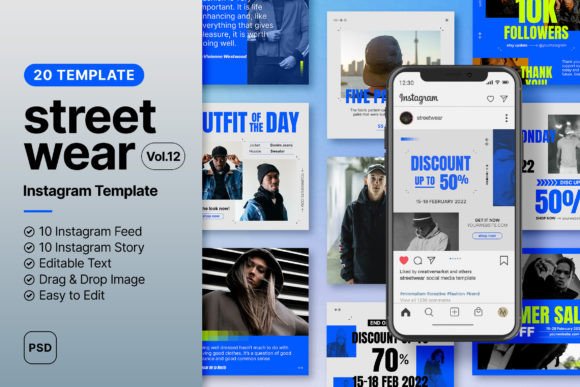 15 Minimalist Instagram Story Templates: Beautiful Kits 33 Streetwear Instagram Social Media Vol12 Graphics 72370072 1 1 580x387 1