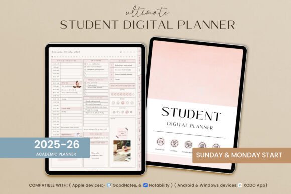 12 Best Digital Planner Templates for GoodNotes and iPad 12 Student Digital Academic Planner iPad Graphics 122859518 1 1 580x387 1