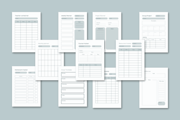 12 Best Digital Academic Planner Templates for Students 24 Various digital planner templates including weekly planner, project tracker, and study timetable.