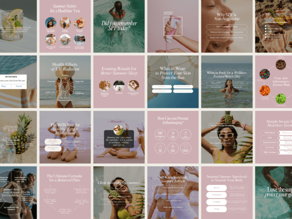 15 Minimalist Instagram Story Templates: Beautiful Kits 23 Summer Wellness Instagram Templates Graphics 148566883 6 580x435 1