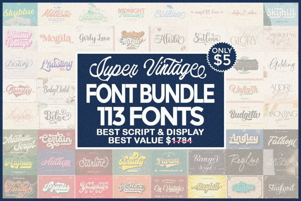 13 Best Font Bundles for Logos and Branding 13 Super Vintage Font Bundle Bundles 129941259 1