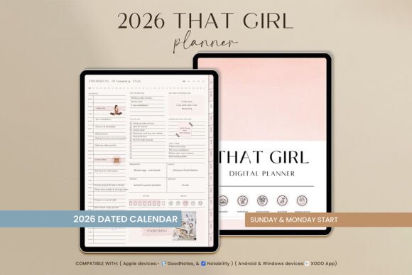 12 Best Digital Planner Templates for GoodNotes and iPad 20 THAT GIRL Digital Planner GoodNotes Graphics 122593978 580x387 1