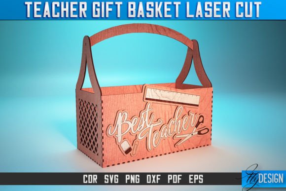Laser Cut Teacher Appreciation Gifts: 45 Personalized Ideas 22 Laser cut wooden gift basket with 'Best Teacher' design and tools motif.