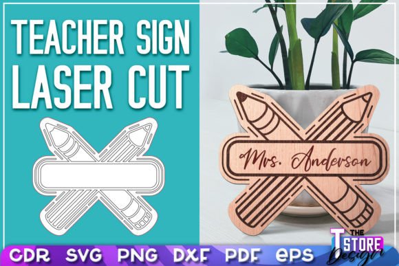 Laser Cut Teacher Appreciation Gifts: 45 Personalized Ideas 38 Laser cut teacher sign featuring crossed pencils with the name Mrs. Anderson.