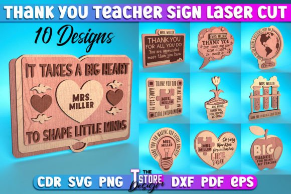 Laser Cut Teacher Appreciation Gifts: 45 Personalized Ideas 39 Laser cut wooden teacher appreciation signs with various designs and messages.