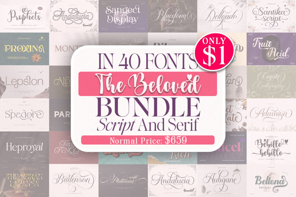 12 Best Serif Font Bundles for Restaurant Menus 11 The Beloved 1 1