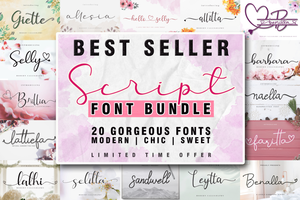12 Best Handwritten Font Bundles for Wedding Invitations 9 The Best Seller Script Font Bundle Bundles 4607476 1
