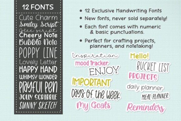 16 Best Aesthetic Fonts for Canva Designs 43 The Cute Handwriting Bundle Fonts 115428937 2 580x387 1
