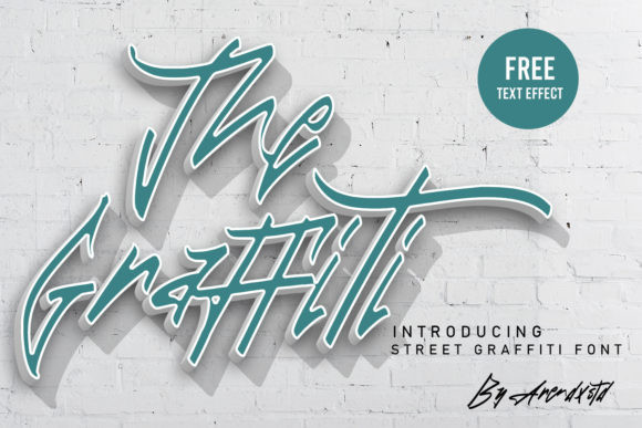 Graffiti Fonts for Logos: 10 Bold, Readable Picks 6 Stylized graffiti font with a free text effect on a brick wall background.
