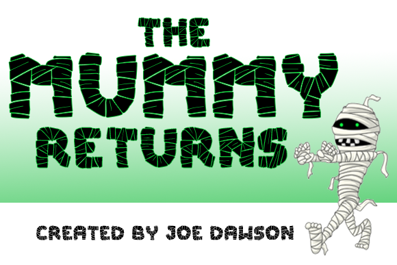 36 Best Halloween Fonts for Invitations, Shirts, Signs, and Crafts 11 Halloween font 'The Mummy Returns' featuring a mummy character and spooky lettering.